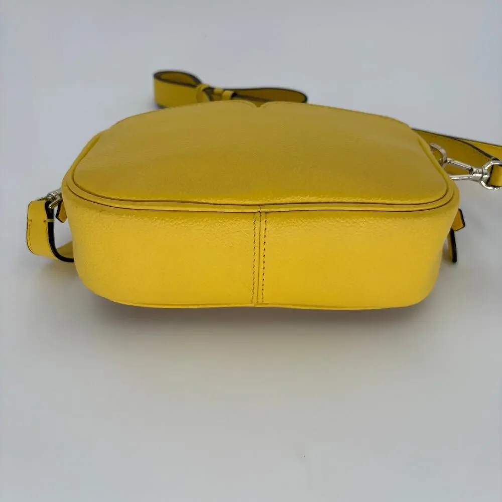 Kate Spade Astrid Yellow Pebbled Leather & Straw Crossbody Bag W/ Dustbag